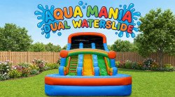 21ft Aqua Mania Dual Slide with Giant Splash Pool