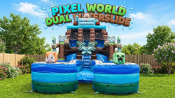 22ft Pixel World Dual Water Slide